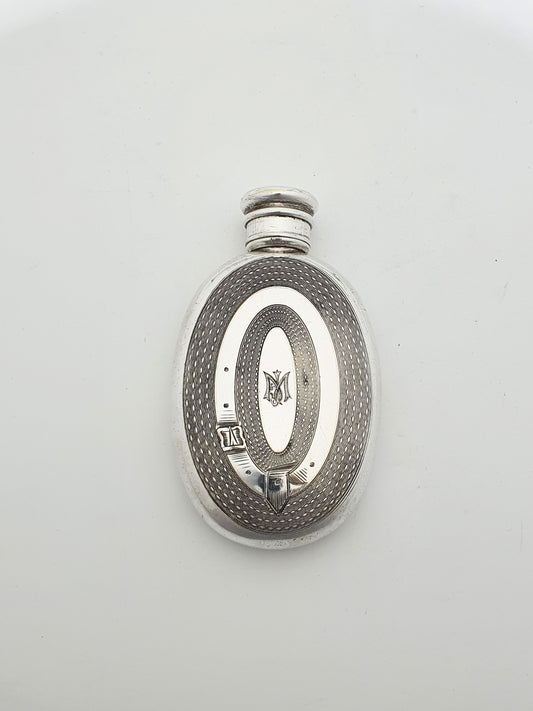 Handsome Victorian Silver-Plated Drinks Flask with Engine-Turned Design – circa 1890