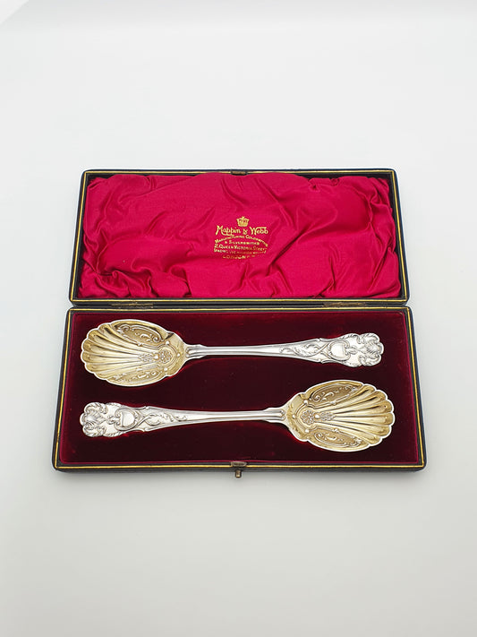 Pair of Antique Edwardian Mappin & Webb Silver-Plated Serving Spoons – circa 1905