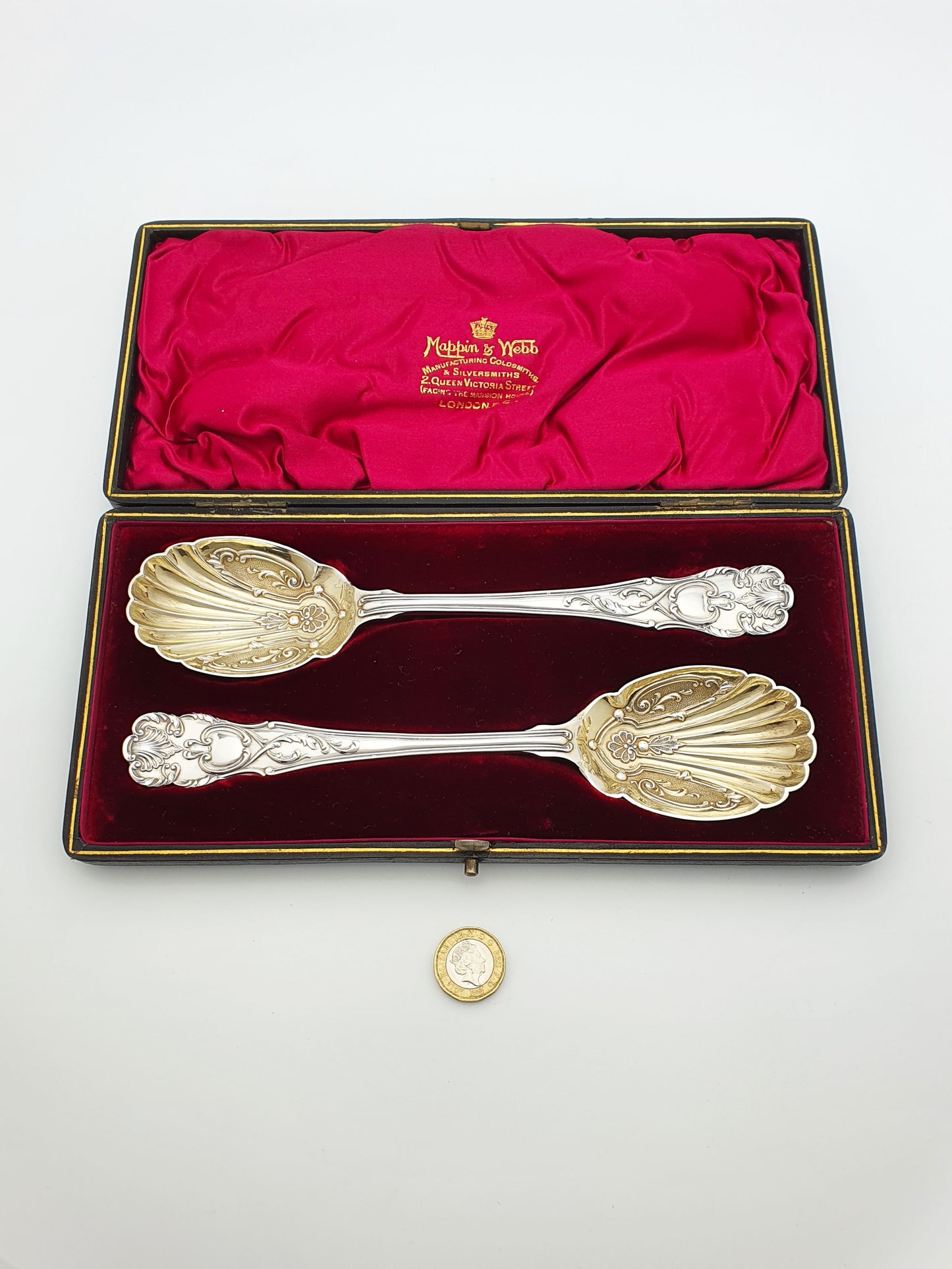 Pair of Antique Edwardian Mappin & Webb Silver-Plated Serving Spoons – circa 1905