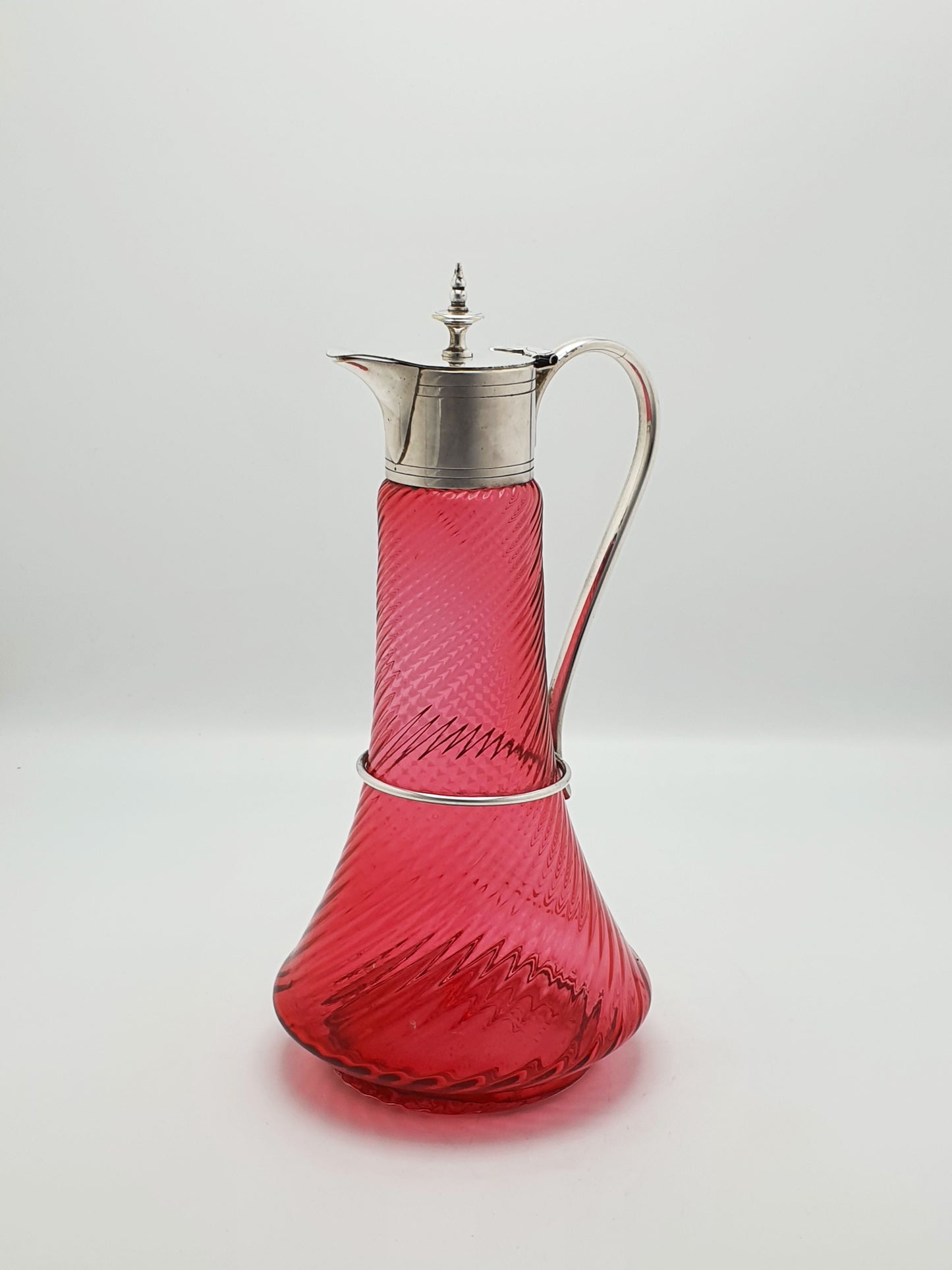 Striking Pair of Victorian Cranberry Glass Claret Jugs – circa 1890