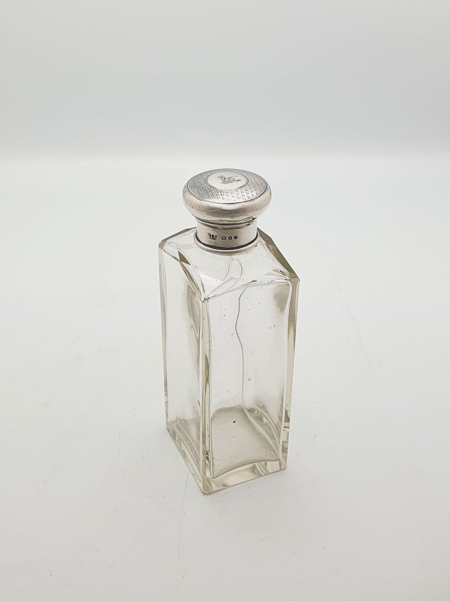 Nice Antique Edwardian Glass and Silver Topped Scent Bottle - 1919