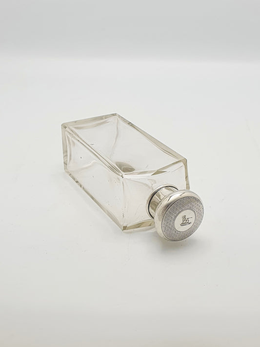 Nice Antique Edwardian Glass and Silver Topped Scent Bottle - 1919