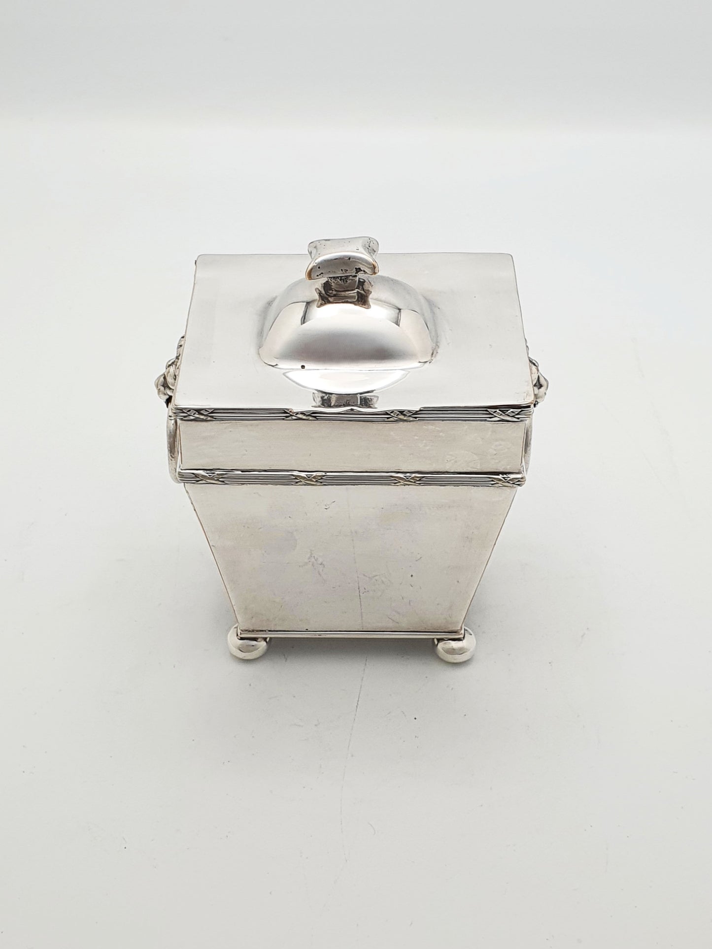 Distinctive Antique Edwardian Silver-Plated Tea Caddy with Spoon – circa 1905