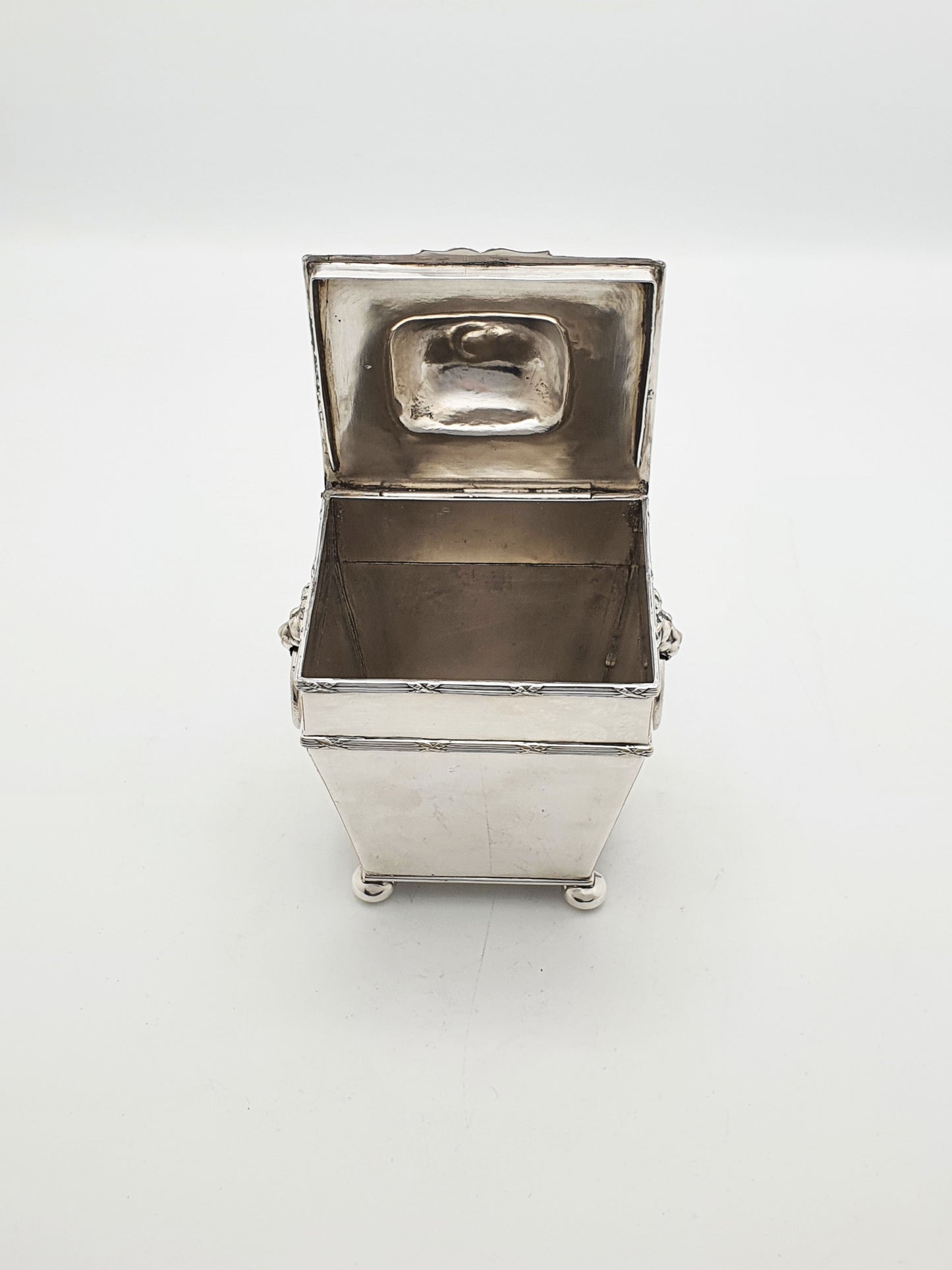 Distinctive Antique Edwardian Silver-Plated Tea Caddy with Spoon – circa 1905