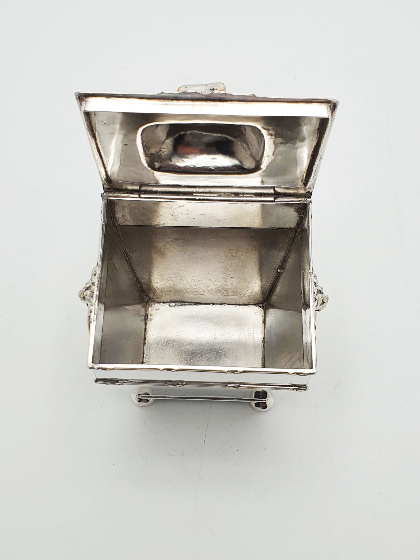 Distinctive Antique Edwardian Silver-Plated Tea Caddy with Spoon – circa 1905