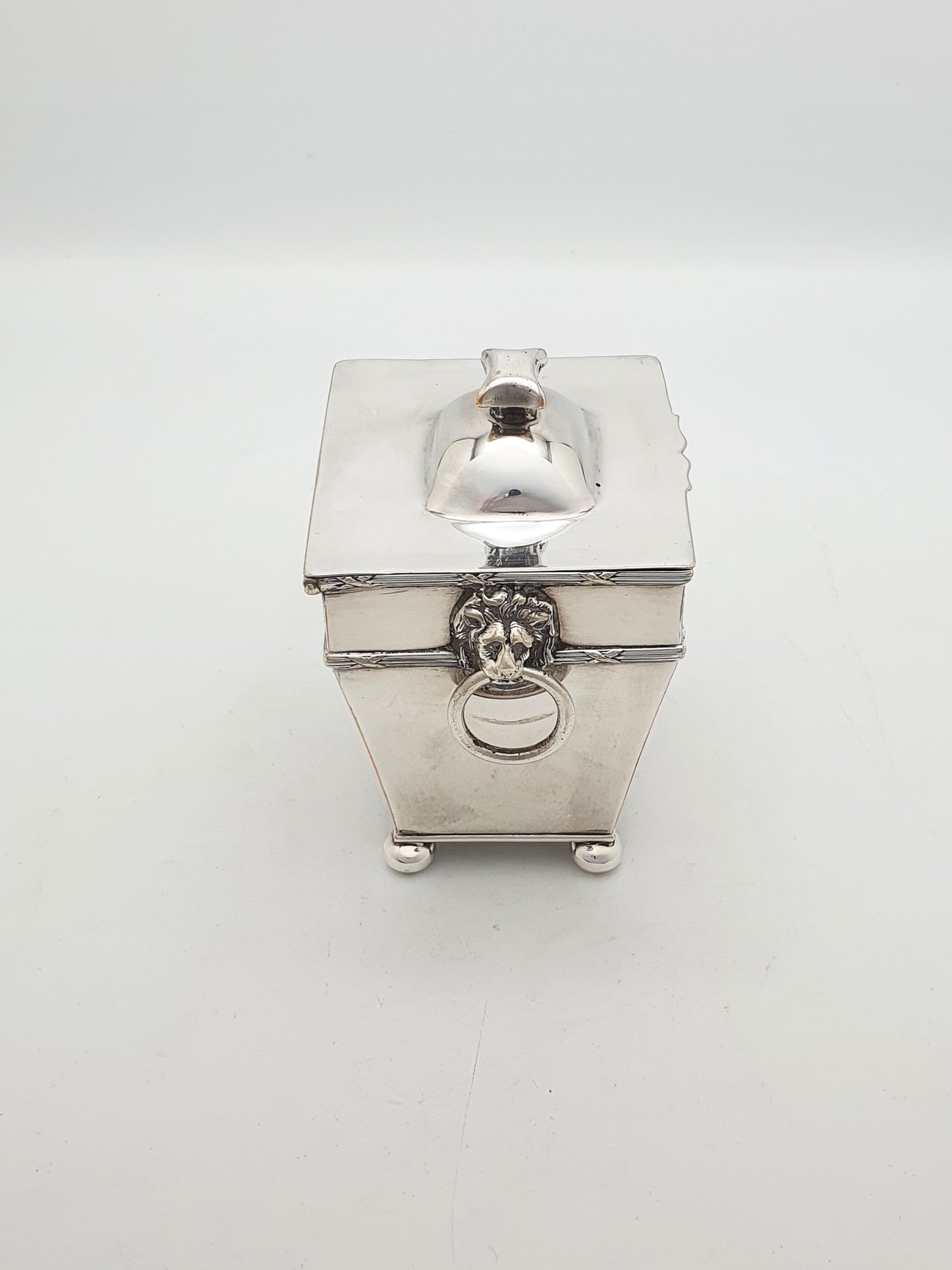 Distinctive Antique Edwardian Silver-Plated Tea Caddy with Spoon – circa 1905