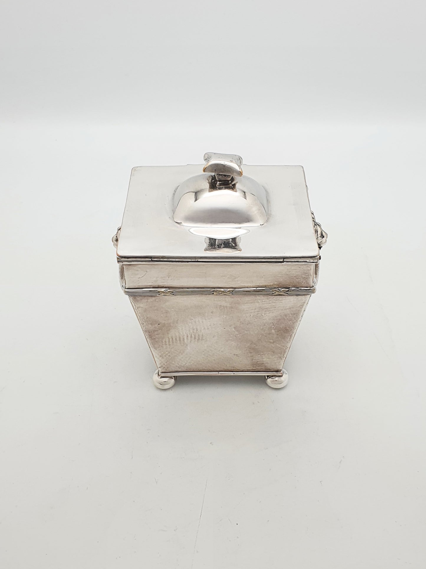 Distinctive Antique Edwardian Silver-Plated Tea Caddy with Spoon – circa 1905