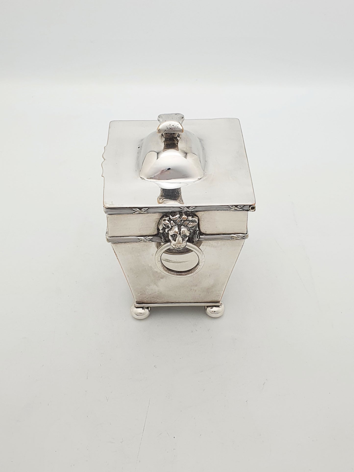 Distinctive Antique Edwardian Silver-Plated Tea Caddy with Spoon – circa 1905