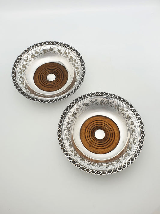 Distinctive Pair of Antique Victorian Silver-Plated Bottle/Wine Coasters – circa 1870