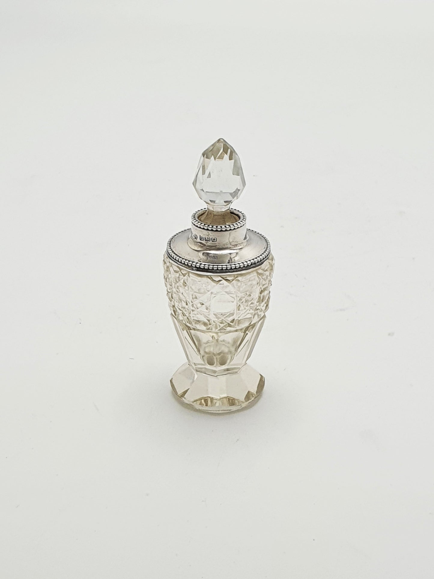 Charming Petite George V Silver-Mounted Cut Glass Scent Bottle - 1923