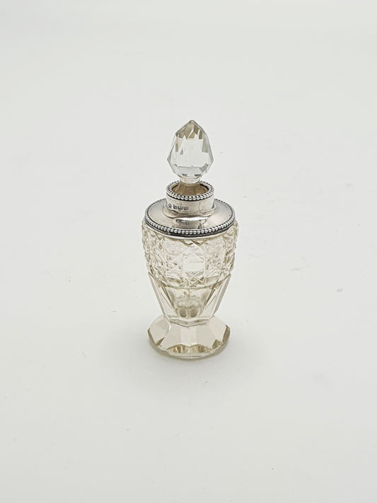 Charming Petite George V Silver-Mounted Cut Glass Scent Bottle - 1923