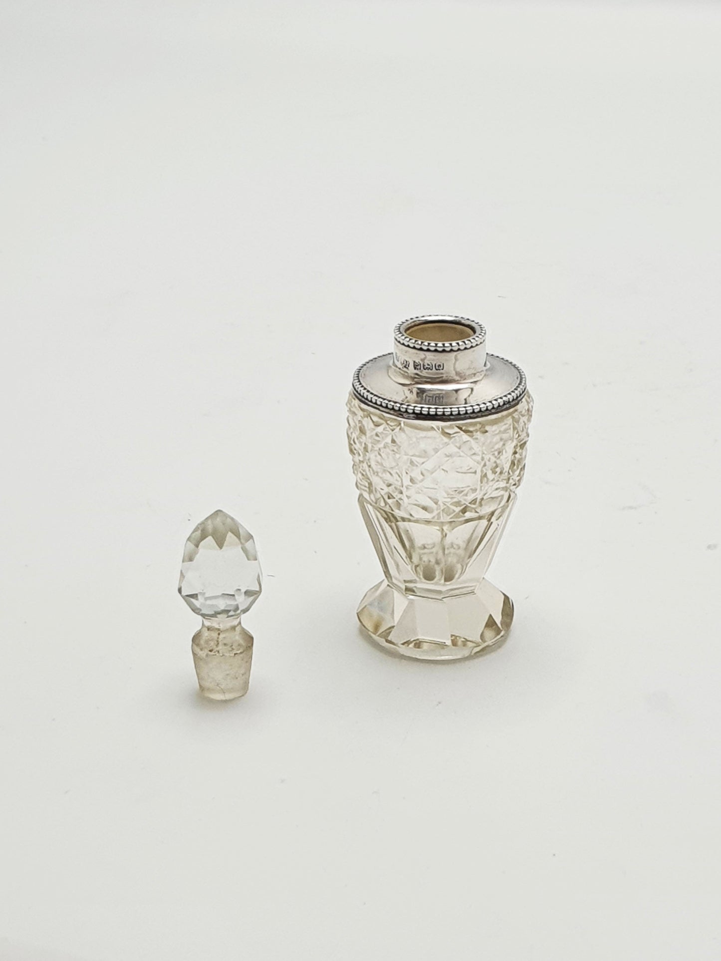 Charming Petite George V Silver-Mounted Cut Glass Scent Bottle - 1923