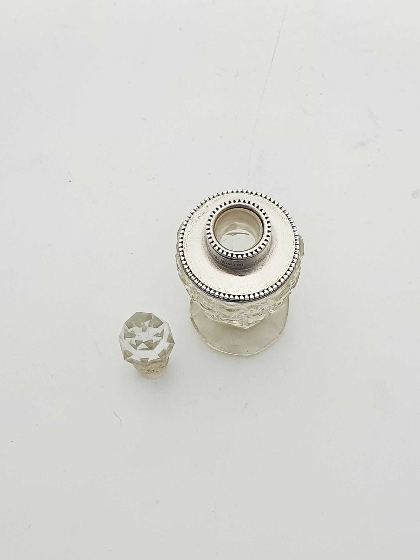 Charming Petite George V Silver-Mounted Cut Glass Scent Bottle - 1923