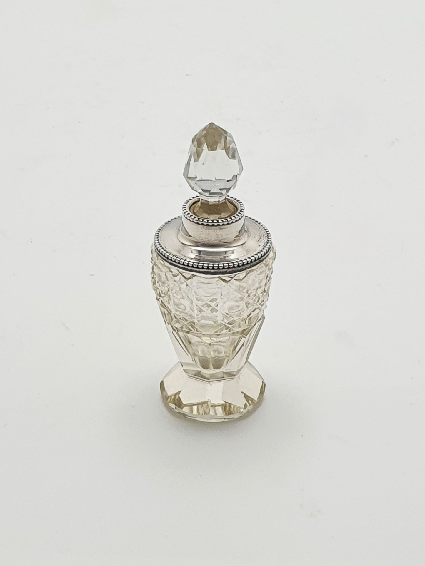 Charming Petite George V Silver-Mounted Cut Glass Scent Bottle - 1923