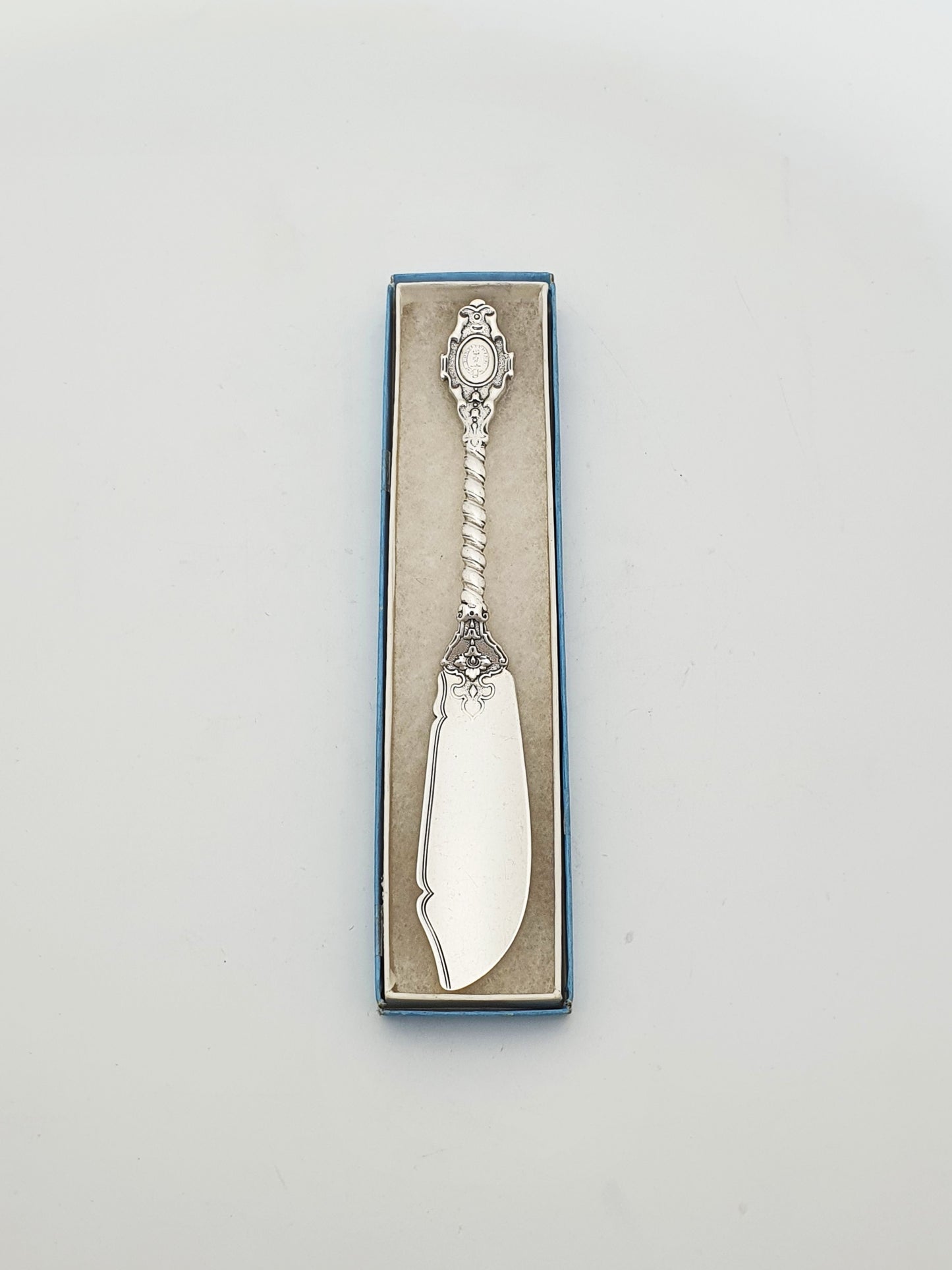 Large Ornate Antique Victorian Sterling Silver Butter Spreader - 1857