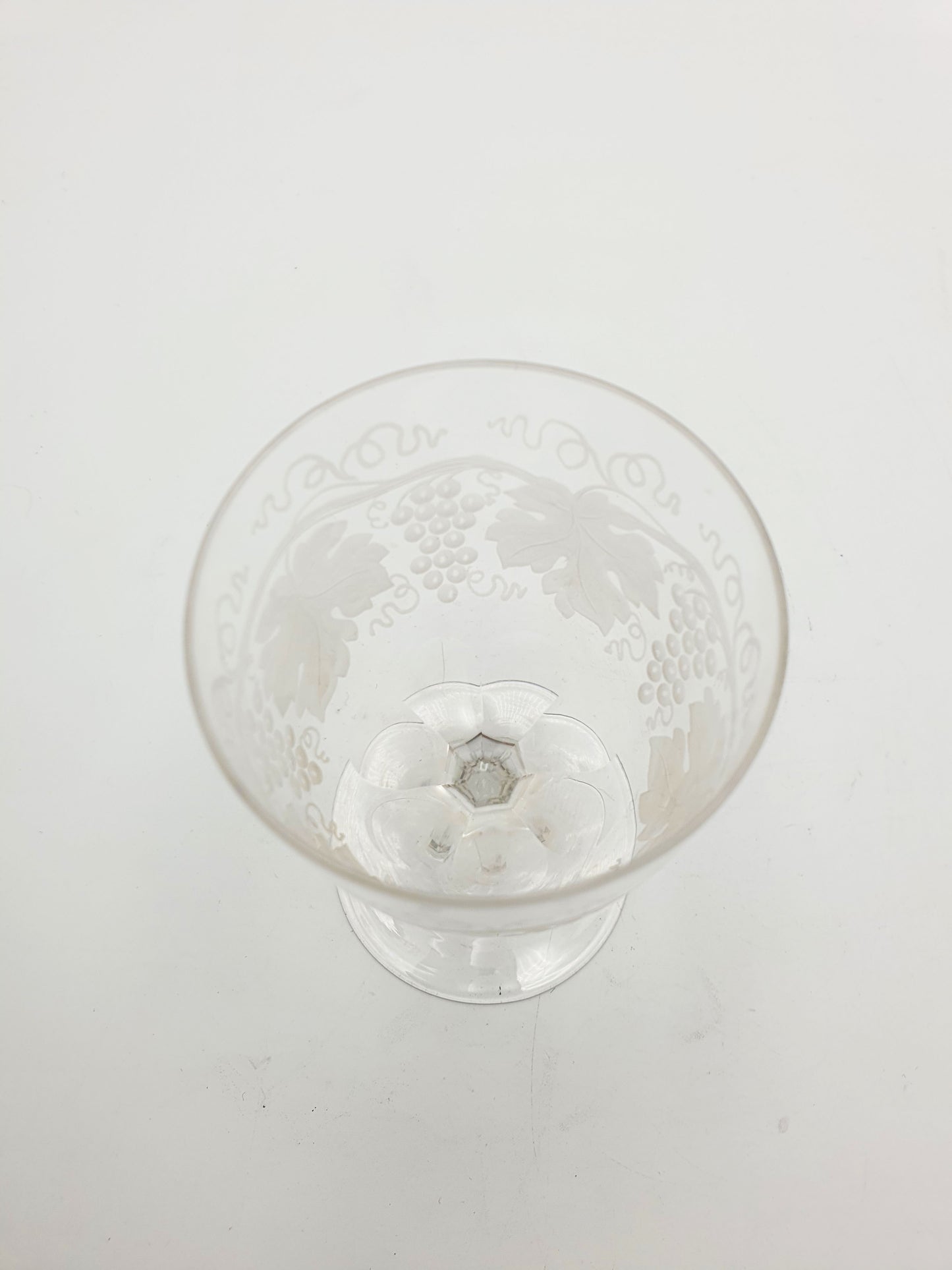 Set of Eight Antique Glass Wine Goblets with Vine and Grape Decoration – circa 1905