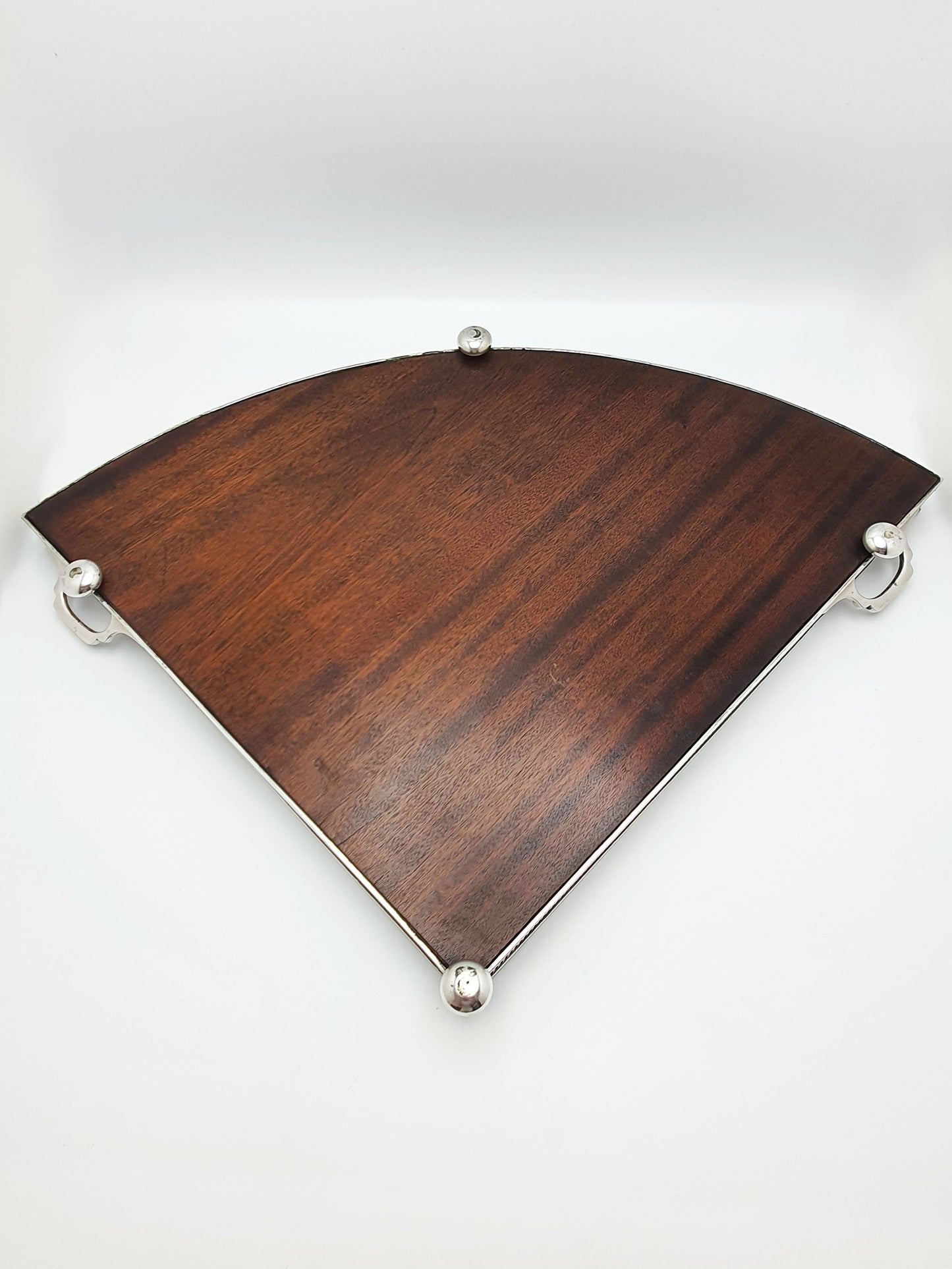 Exceptional Antique Edwardian Silver-Plated & Inlaid Mahogany Drinks Tray – circa 1905