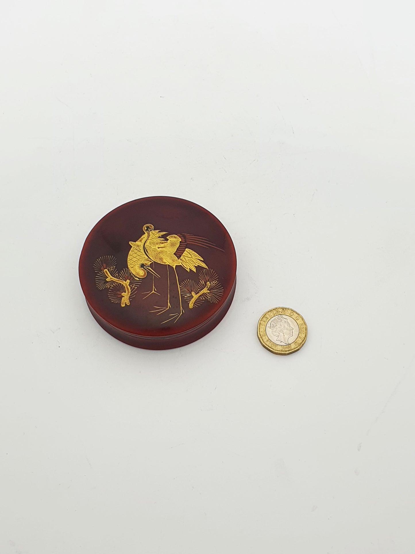 Lovely Antique Japanese Lacquer Box with Gilded Crane Motif – circa 1920
