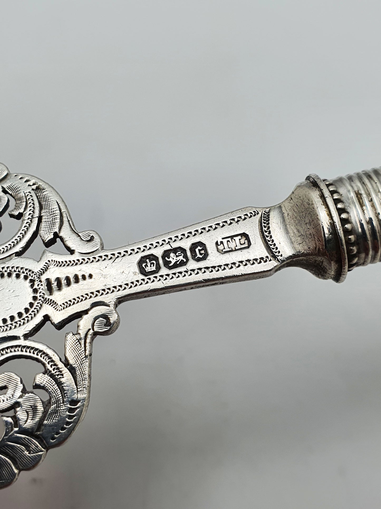 Nice Antique Victorian Sterling Silver & Mother-of-Pearl Serving Fork - 1895