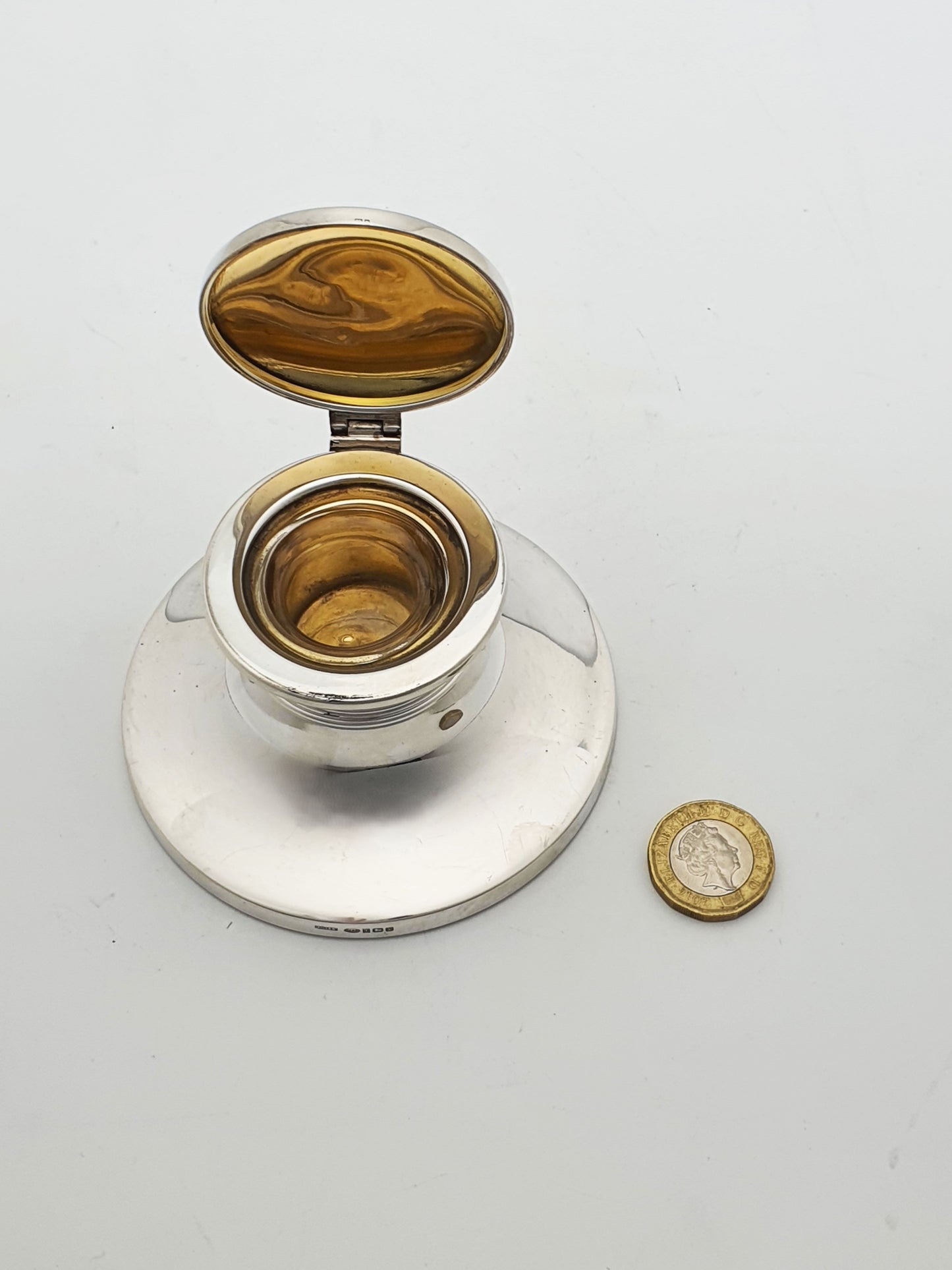 Nice Vintage Sterling Silver Inkwell with Gold-Washed Interior - 1997