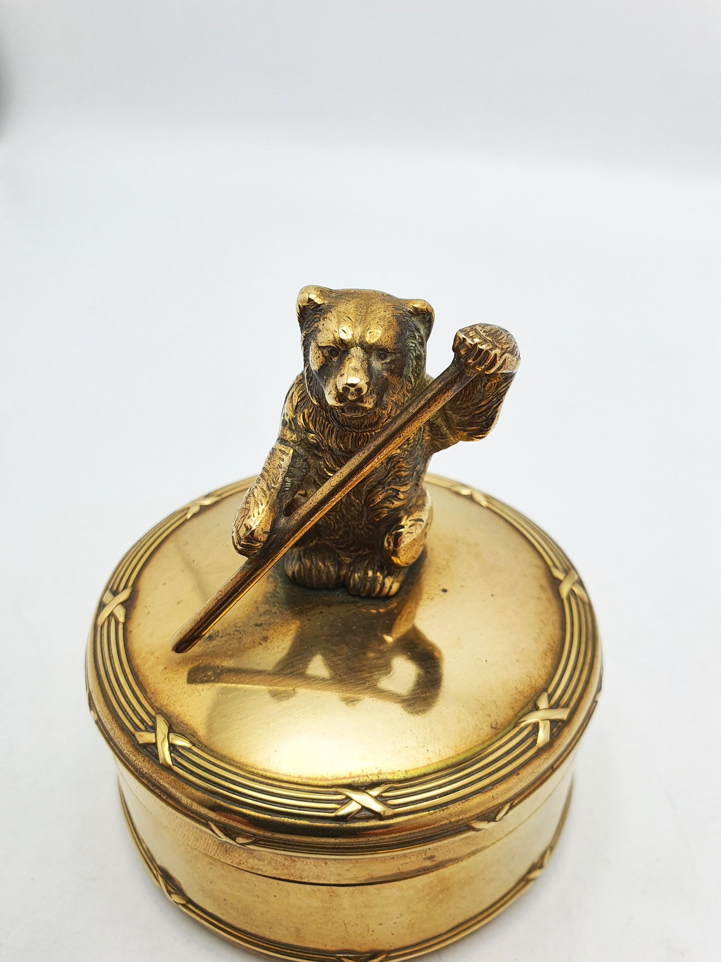 Lovely Antique Brass Box with Bear Finial – circa 1920