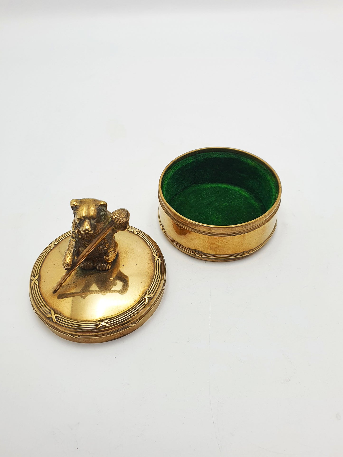 Lovely Antique Brass Box with Bear Finial – circa 1920