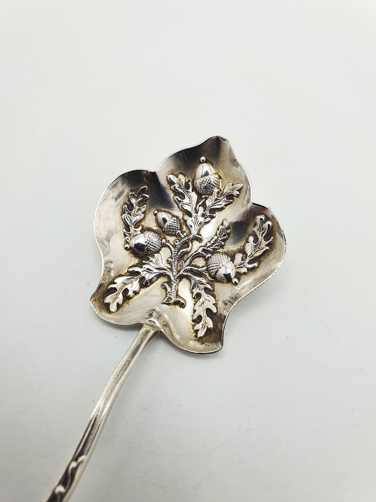 Pretty Antique Edwardian Sterling Silver Spoon with Oak Leaf & Acorn Motif - 1904