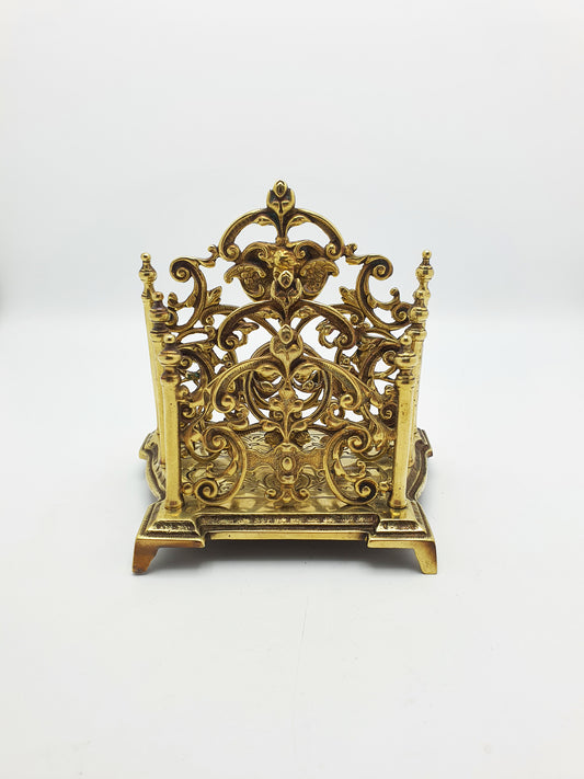 Nice Ornate Antique Victorian Brass Letter Rack with Cherub Motif – circa 1890