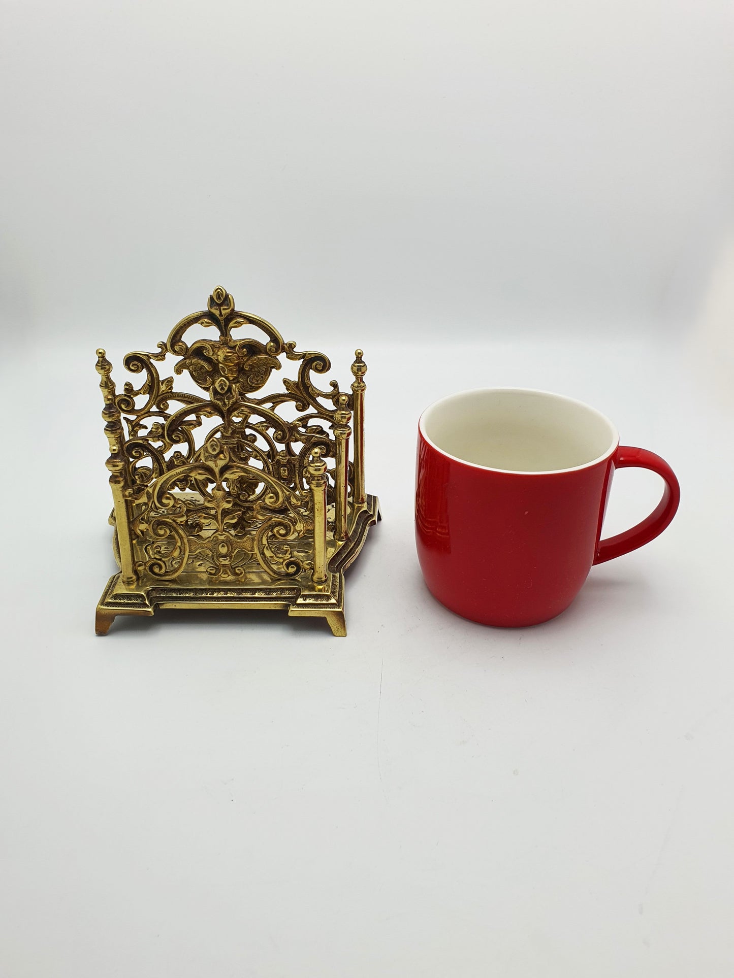 Nice Ornate Antique Victorian Brass Letter Rack with Cherub Motif – circa 1890