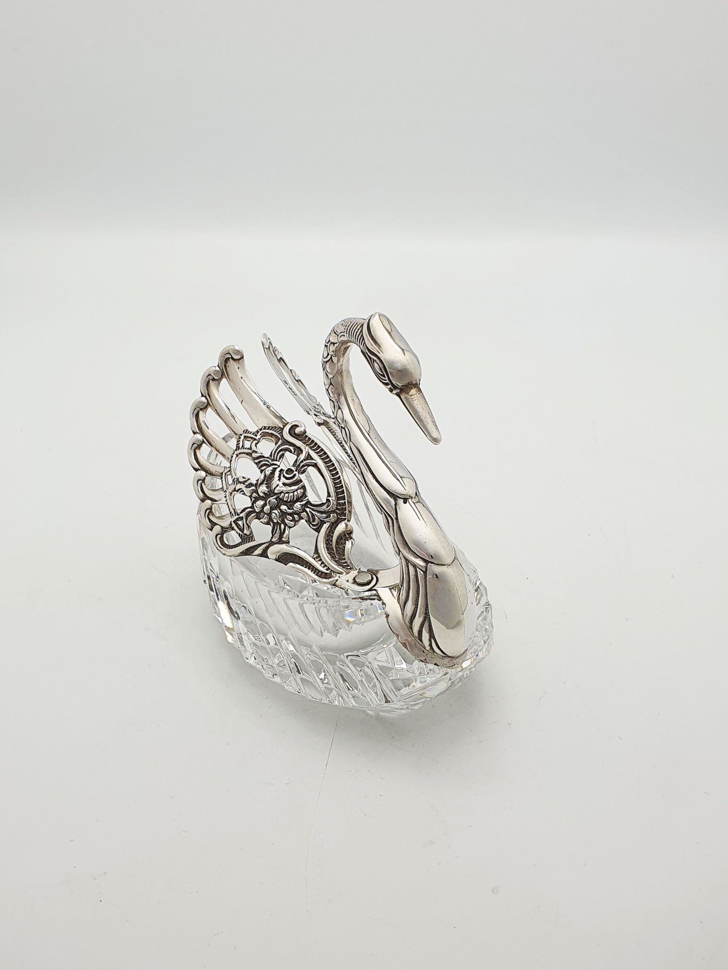 Fabulous Silver and Cut Crystal Swan Box - circa 1960