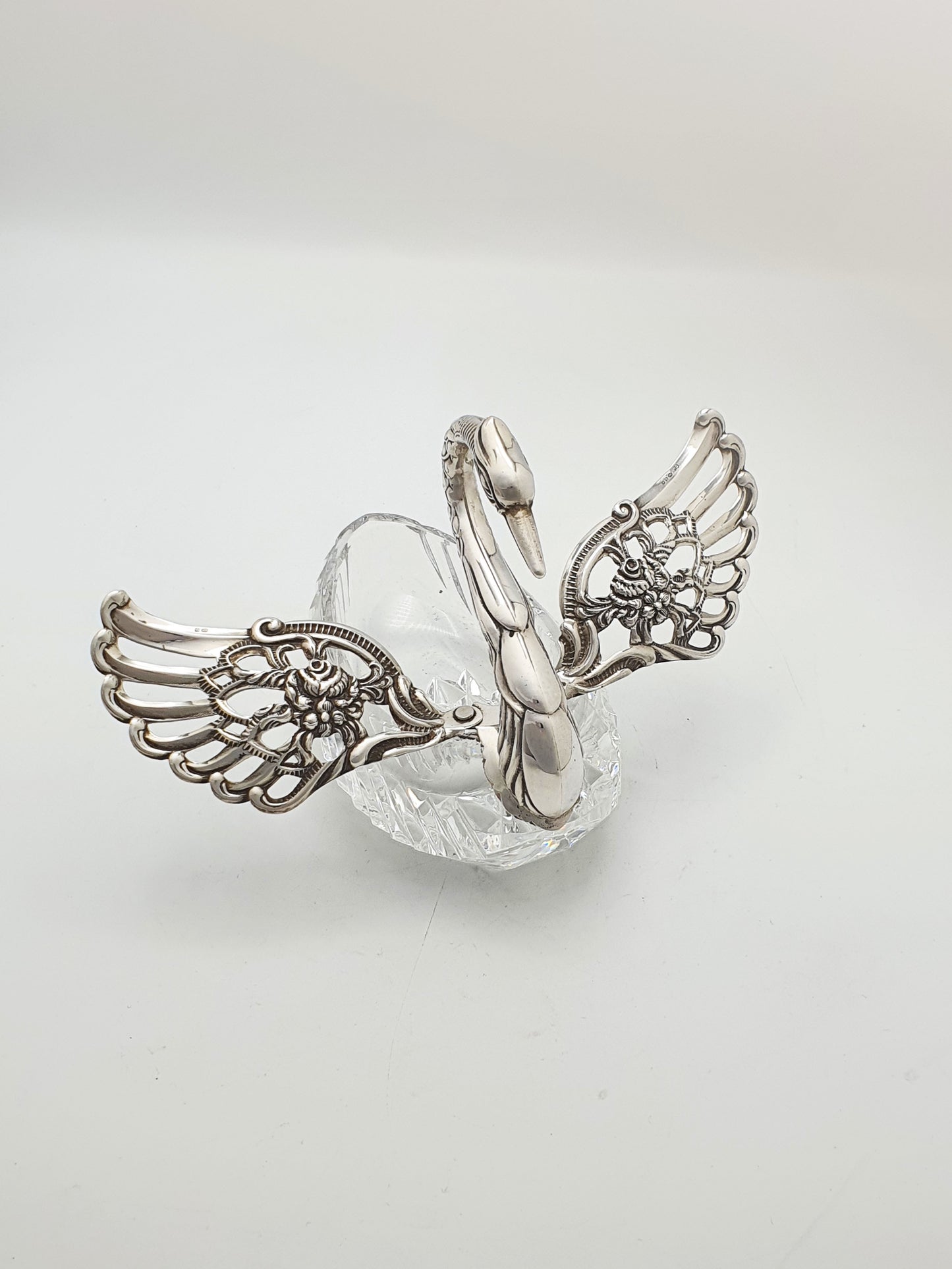 Fabulous Silver and Cut Crystal Swan Box - circa 1960