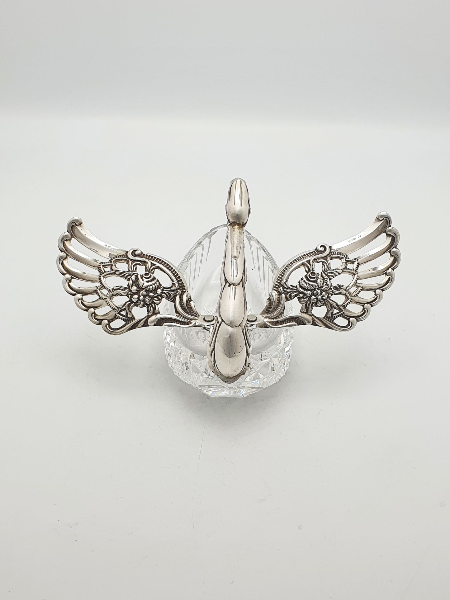 Fabulous Silver and Cut Crystal Swan Box - circa 1960