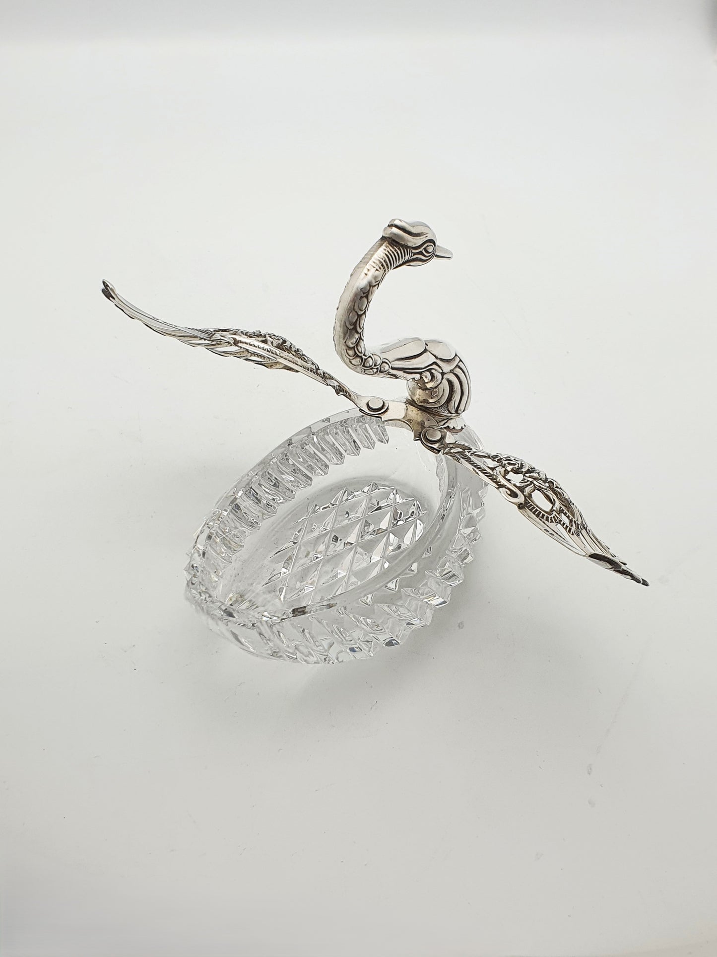 Fabulous Silver and Cut Crystal Swan Box - circa 1960