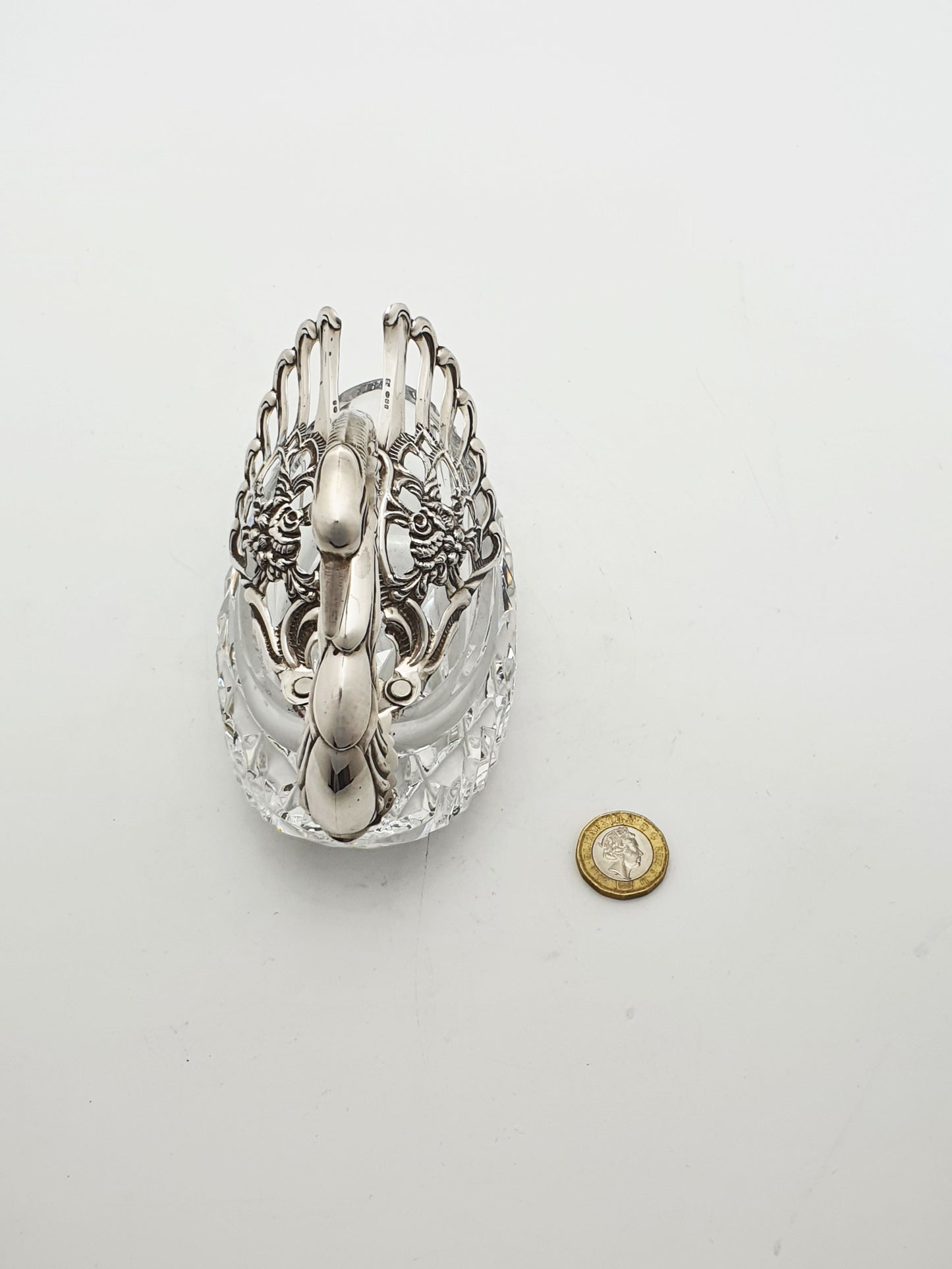 Fabulous Silver and Cut Crystal Swan Box - circa 1960
