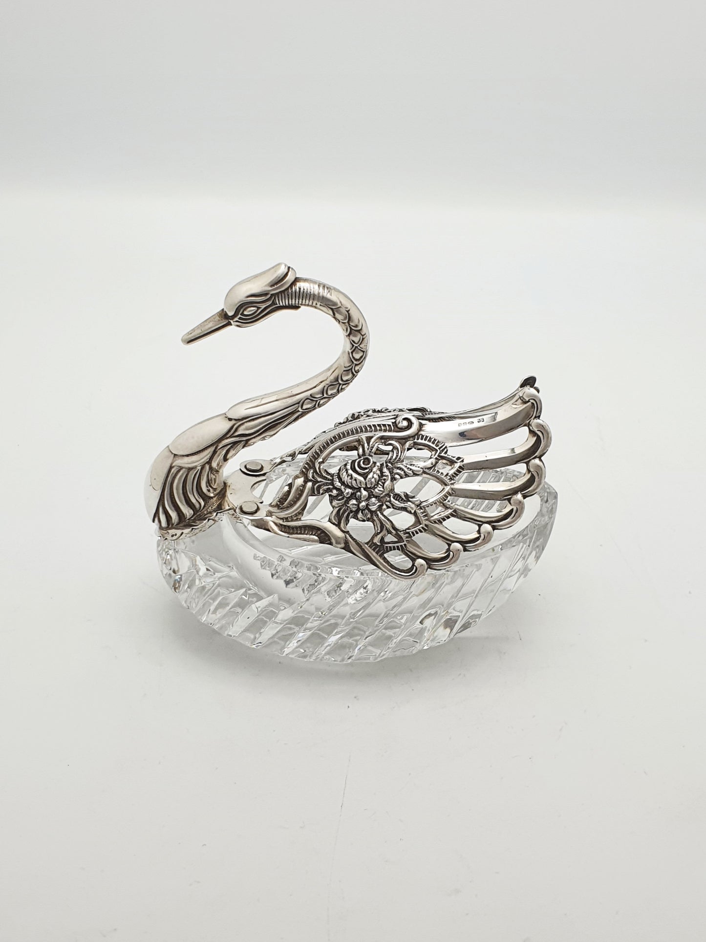 Fabulous Silver and Cut Crystal Swan Box - circa 1960