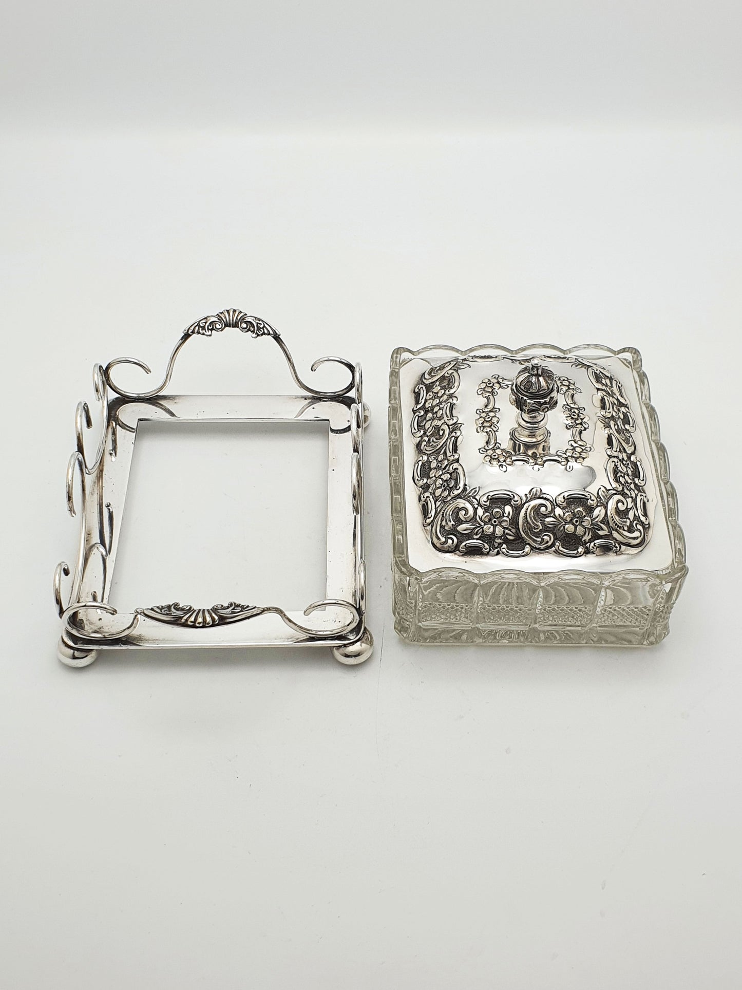 Beautifully Ornate Antique Victorian Silver-Plated & Glass Butter Dish – circa 1890
