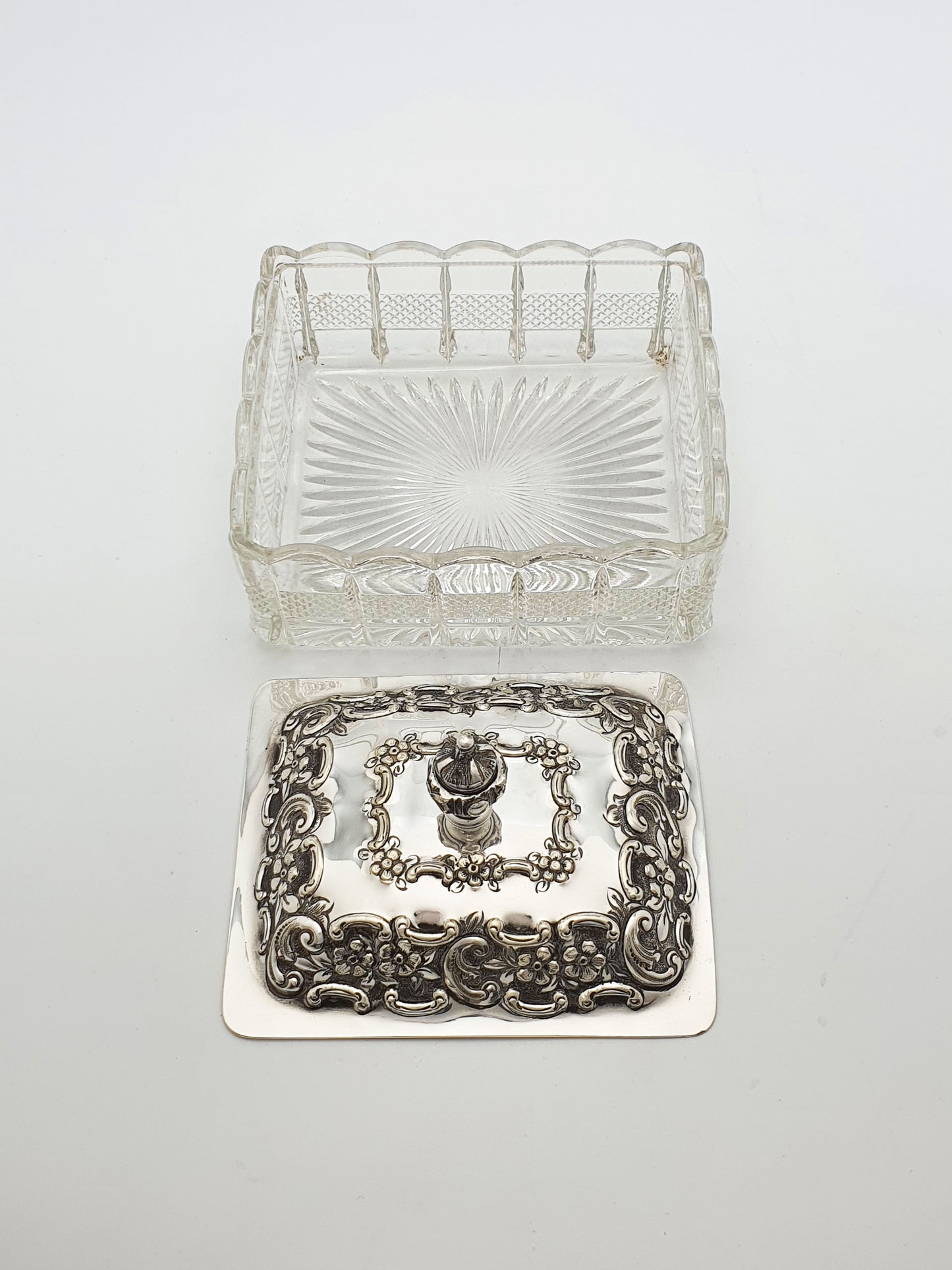 Beautifully Ornate Antique Victorian Silver-Plated & Glass Butter Dish – circa 1890