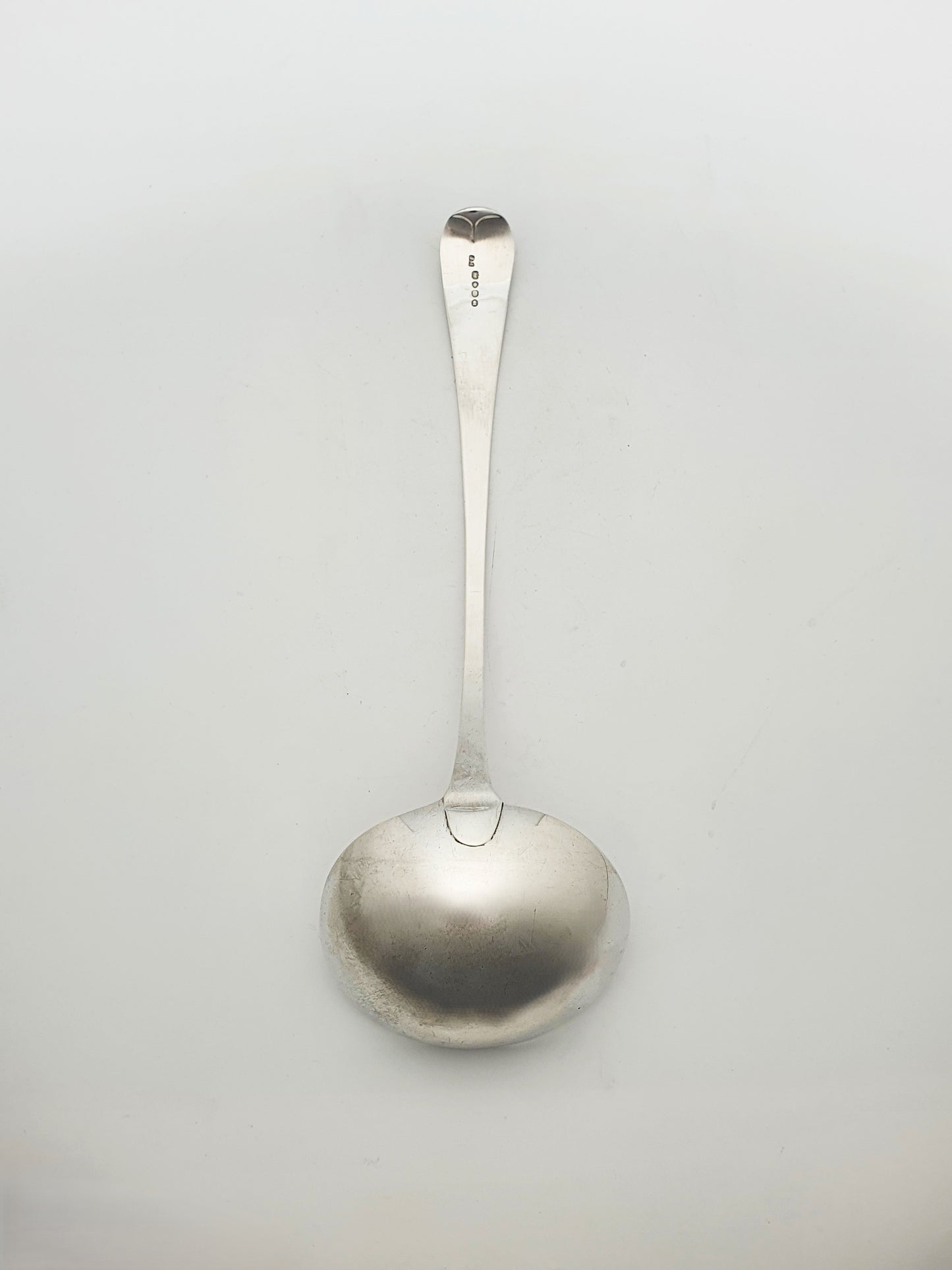 Large Antique Georgian Sterling Silver Soup Ladle with Threaded Border - 1824