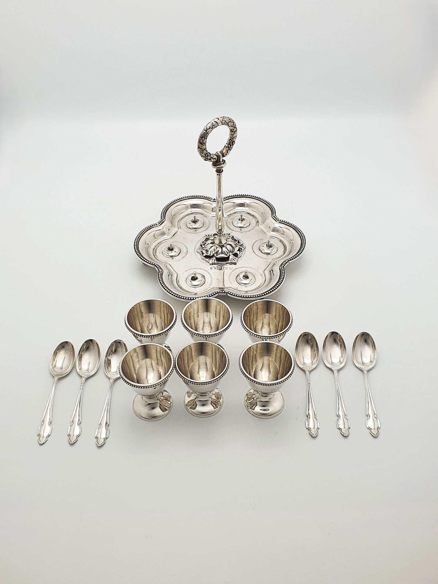 Stunning Edwardian Sterling Silver Egg Cruet Set by Elkington & Co. - 1909