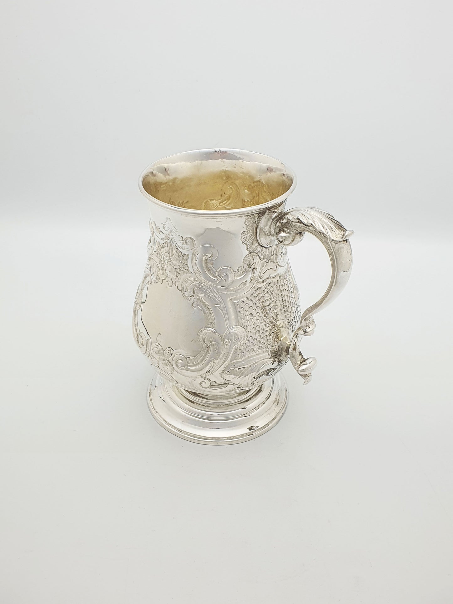 Lovely Antique Victorian Silver Plated Repoussé & Scroll Decoration Tankard - circa 1870