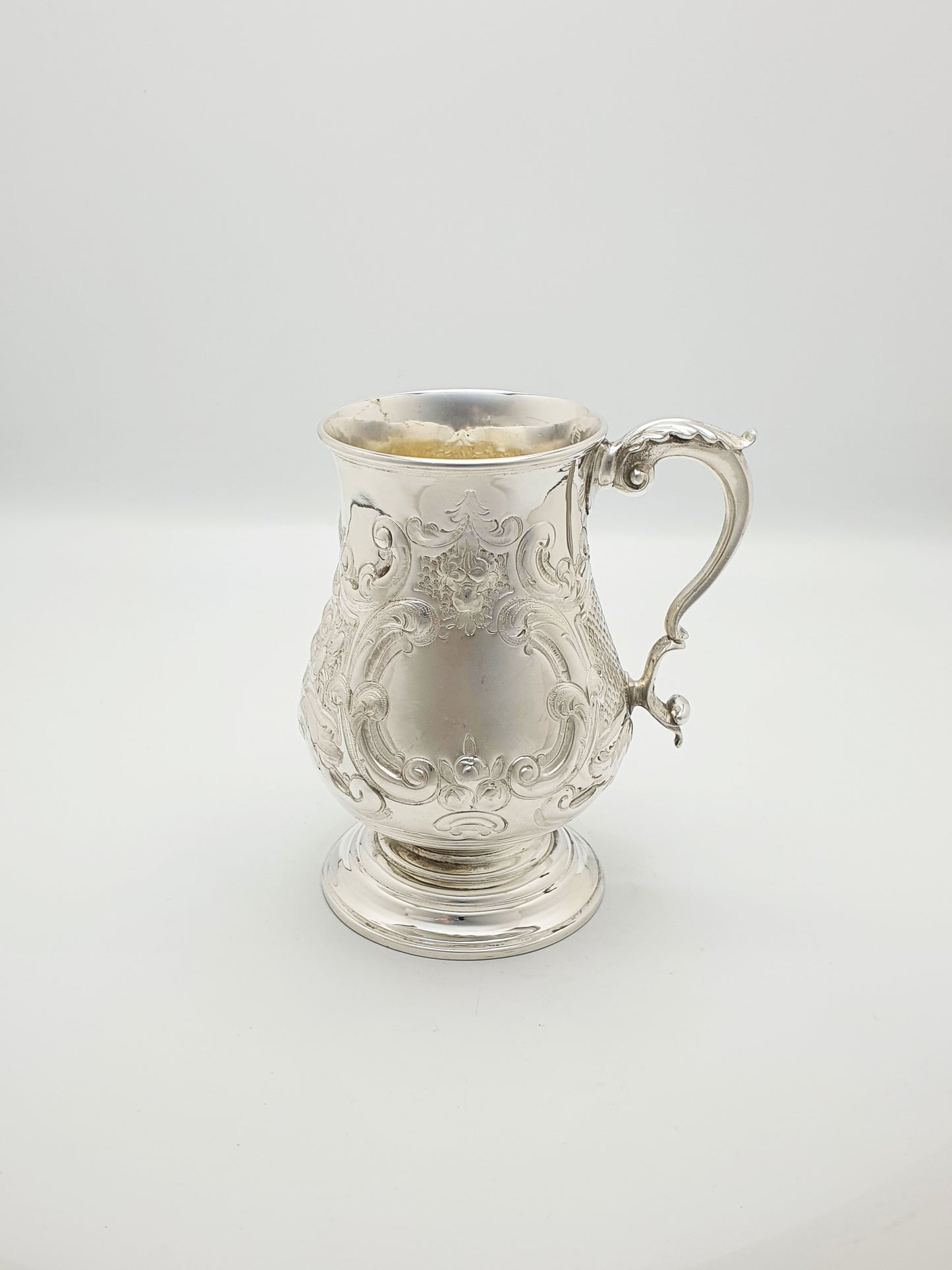 Lovely Antique Victorian Silver Plated Repoussé & Scroll Decoration Tankard - circa 1870