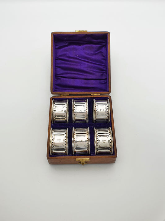 Good Set of 6 Antique Edwardian Silver-Plated Napkin Rings – circa 1905