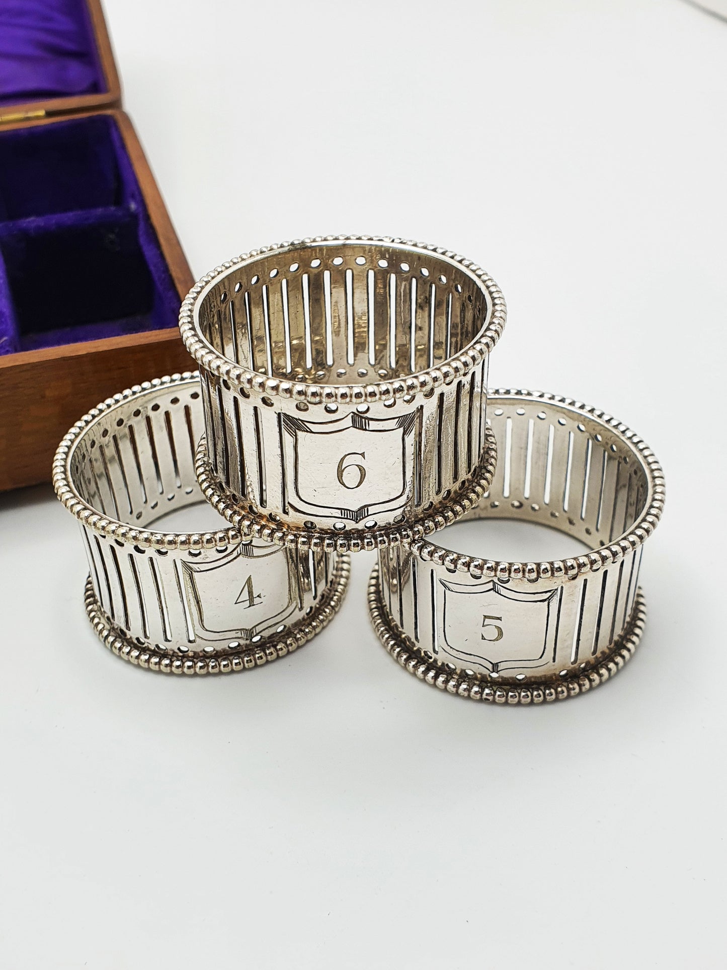 Good Set of 6 Antique Edwardian Silver-Plated Napkin Rings – circa 1905