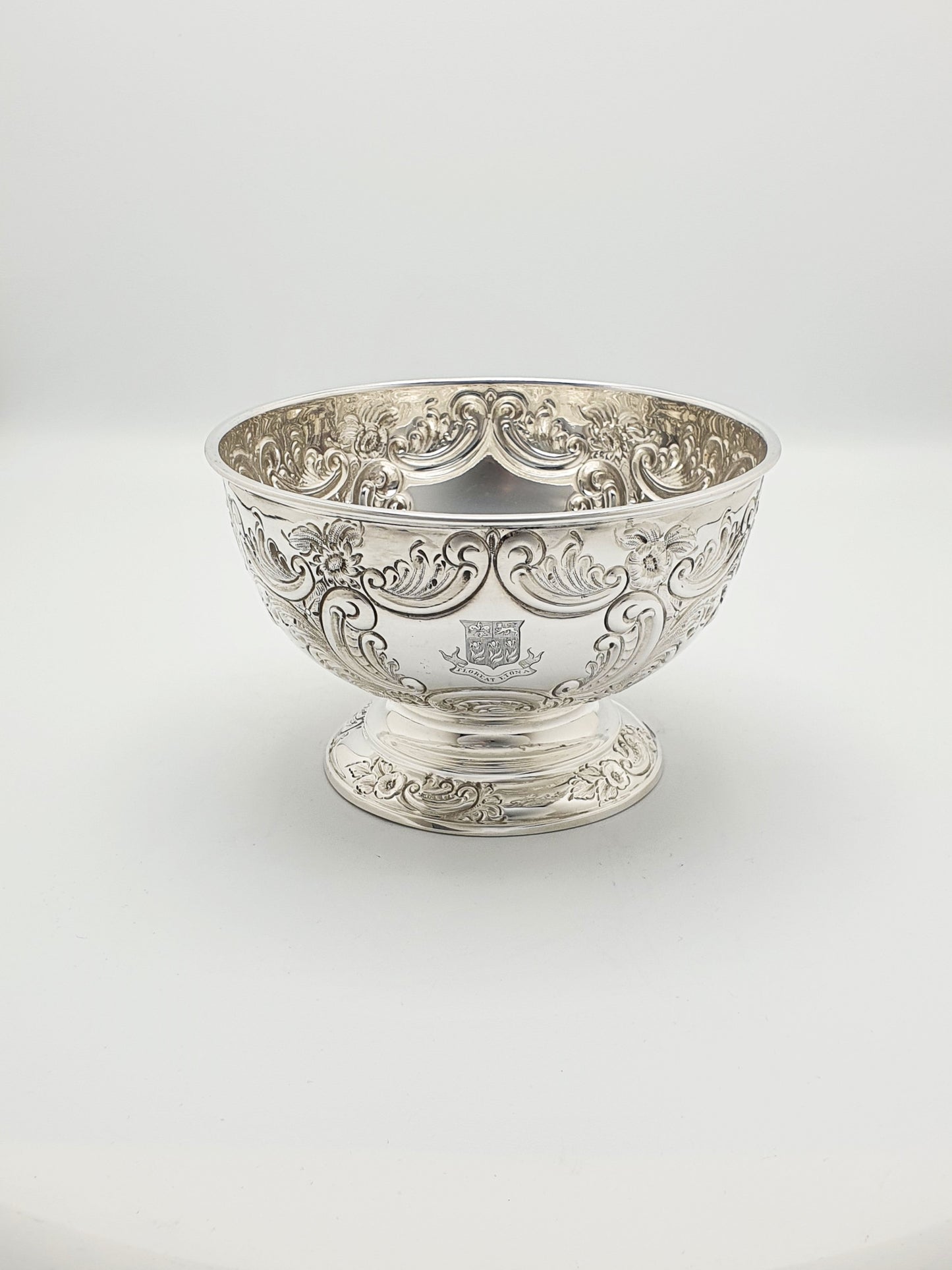 Unusual Antique Silver-Plated Pedestal Bowl with Eton School Armorial Crest – circa 1880
