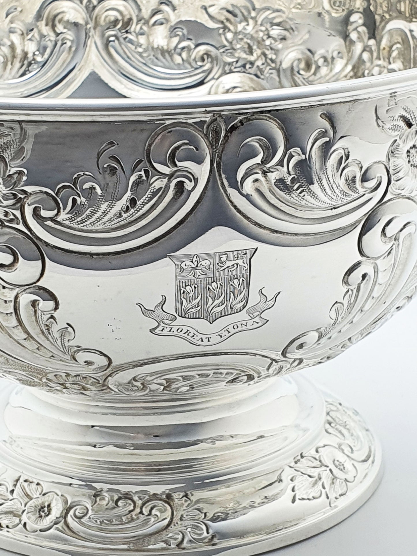 Unusual Antique Silver-Plated Pedestal Bowl with Eton School Armorial Crest – circa 1880