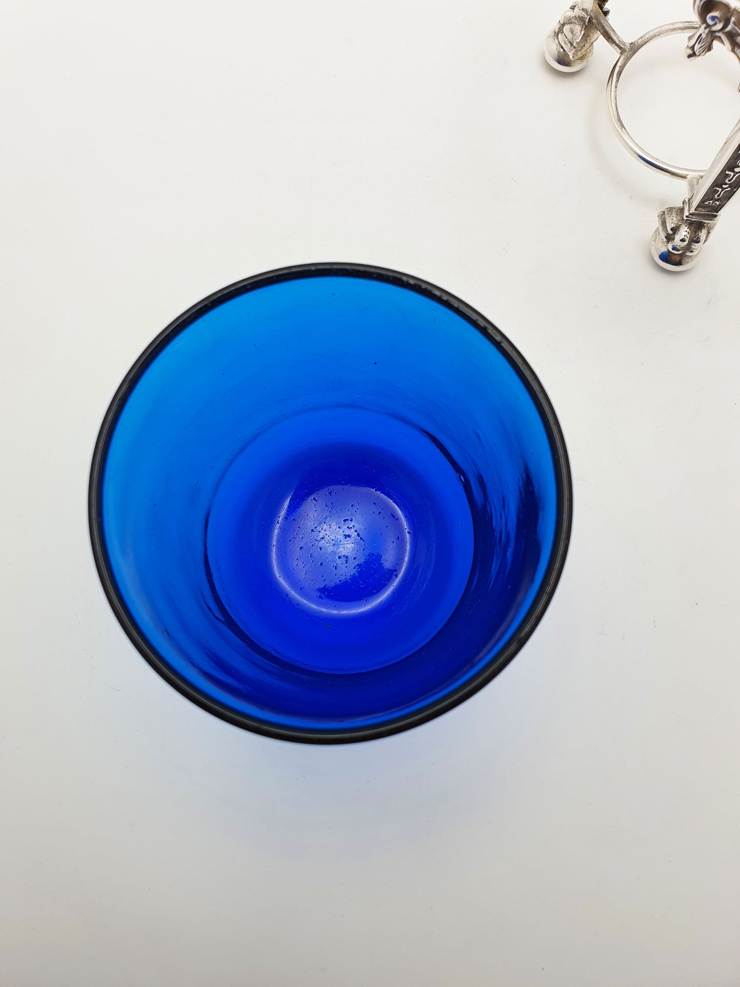 Striking Antique Silver-Plated Sugar Bowl with Cobalt Blue Glass Liner – circa 1890