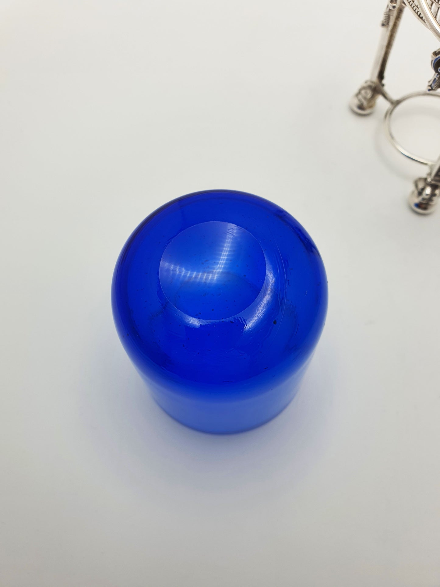 Striking Antique Silver-Plated Sugar Bowl with Cobalt Blue Glass Liner – circa 1890