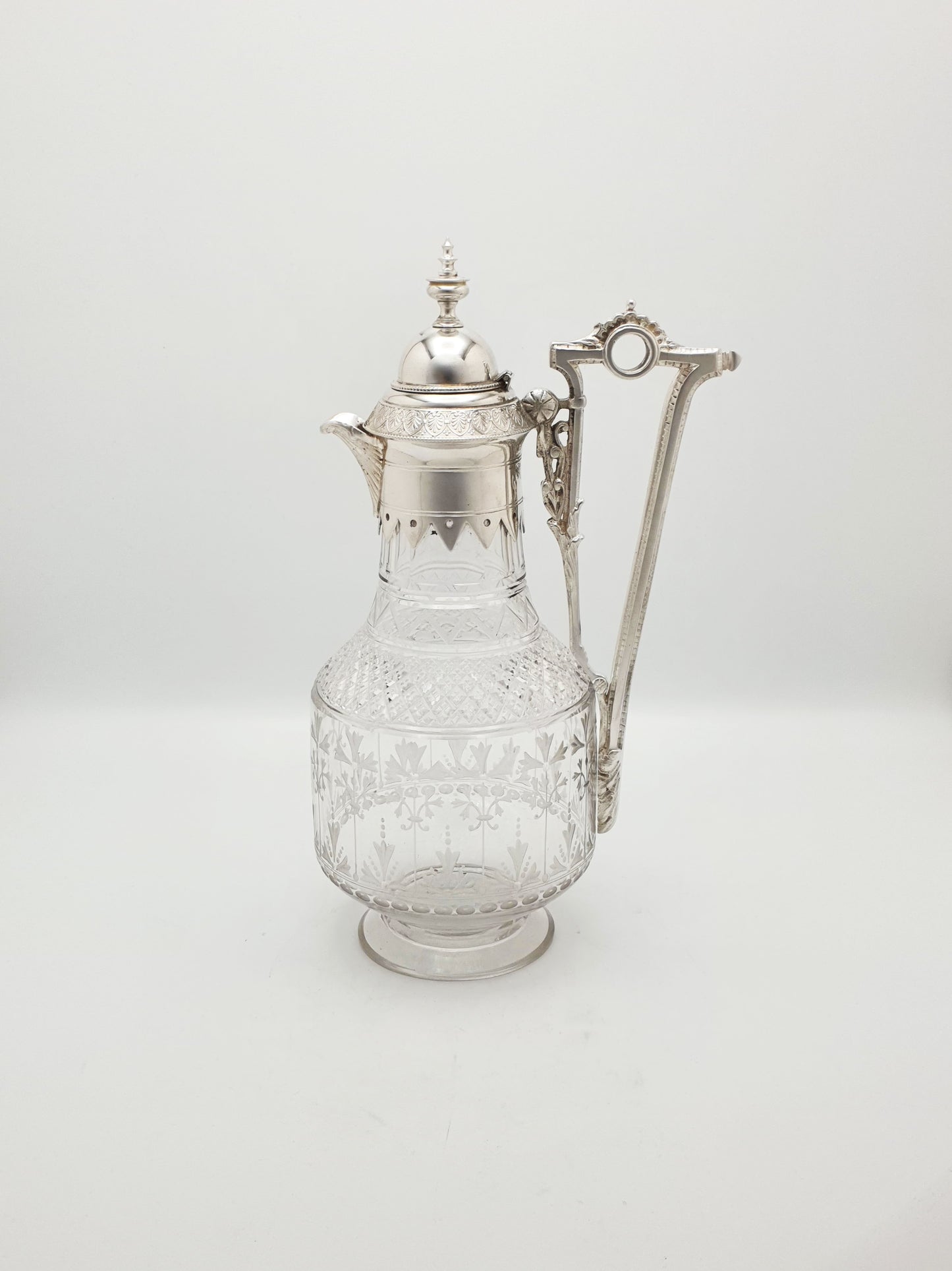 Superb Antique Victorian Silver-Plated & Cut-Glass Claret Jug – circa 1890