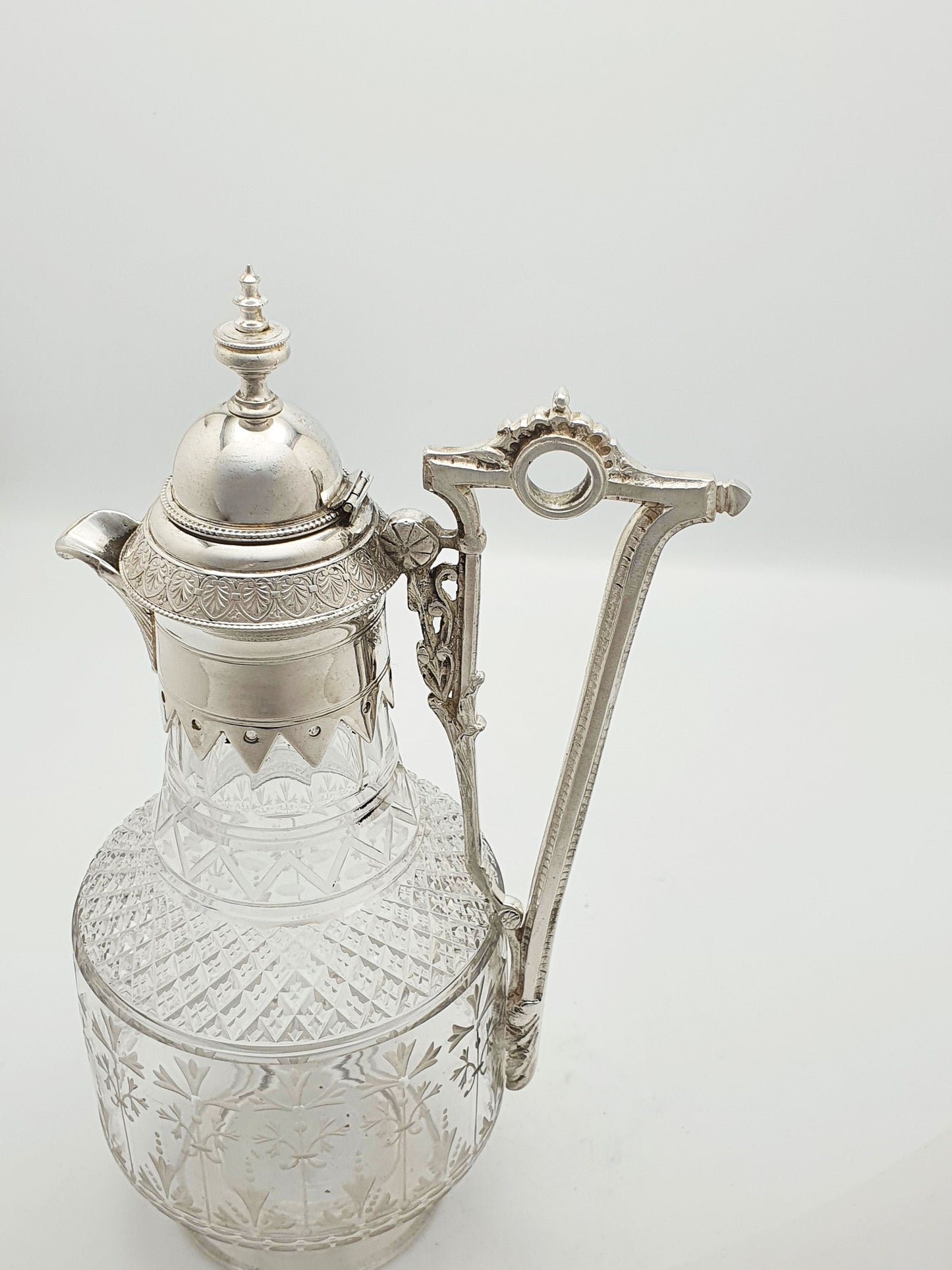 Superb Antique Victorian Silver-Plated & Cut-Glass Claret Jug – circa 1890