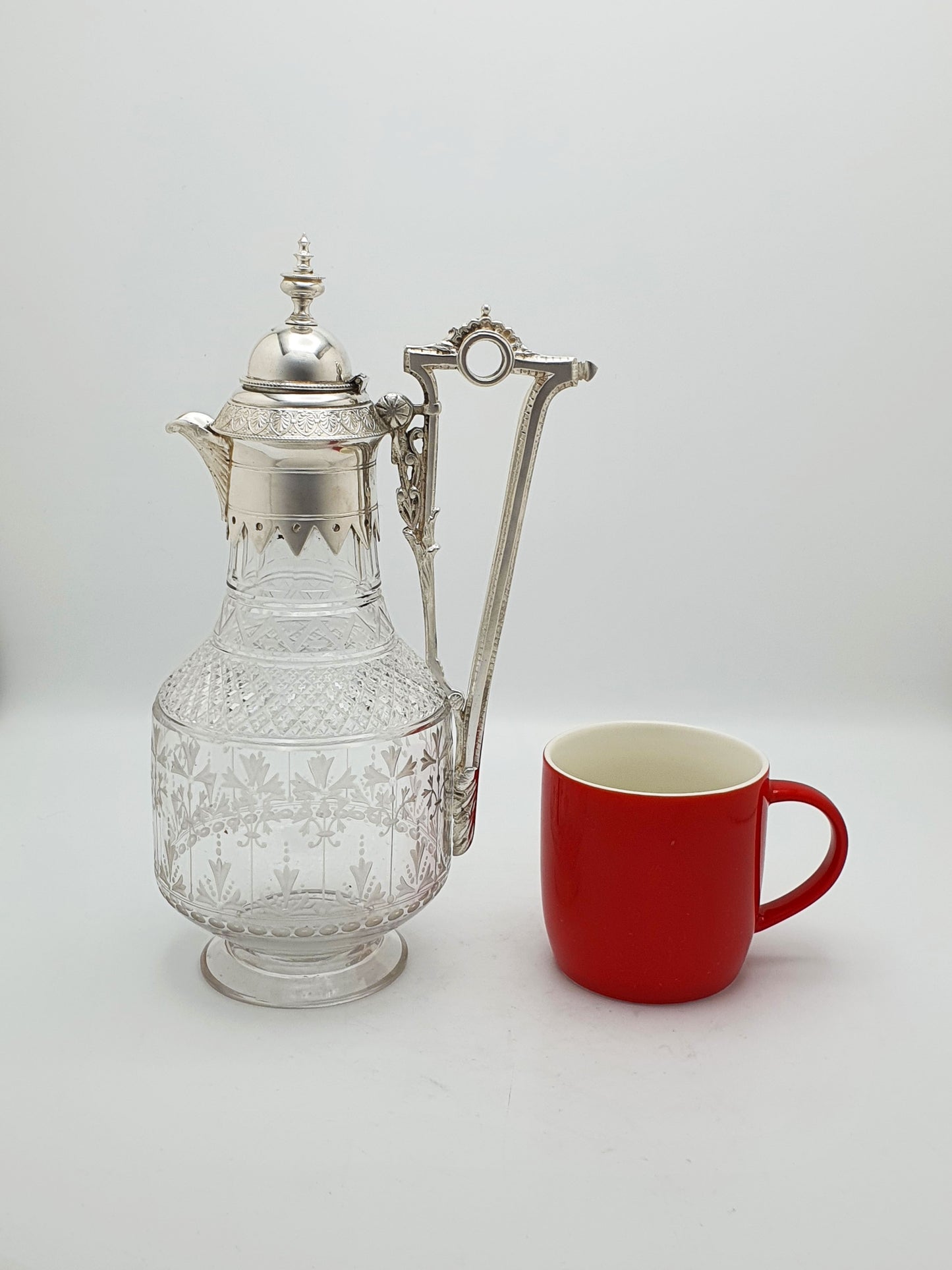 Superb Antique Victorian Silver-Plated & Cut-Glass Claret Jug – circa 1890